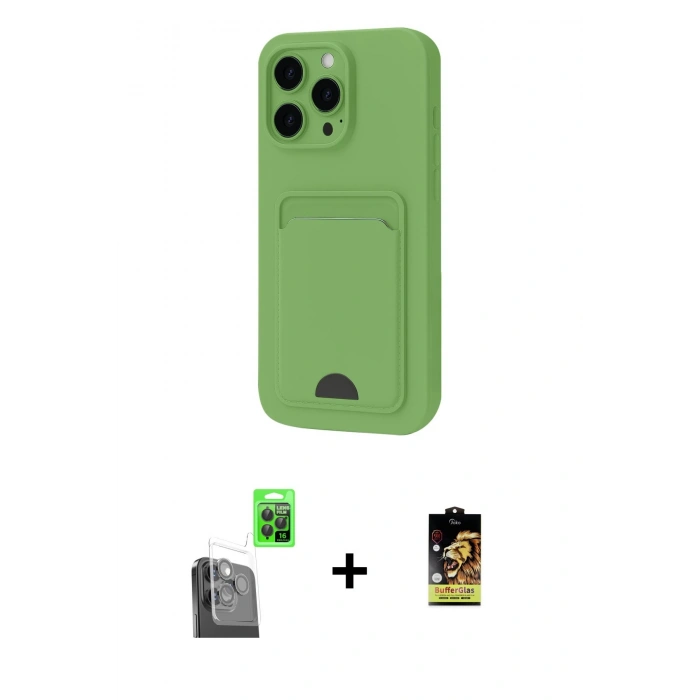 MARSİLYAN™- iPhone 16 Pro Kılıf Vadi Çizgi Prime - Siyah Buffer Cam Ekran Koruyucu + Raze Metal Kamera Lens - SH