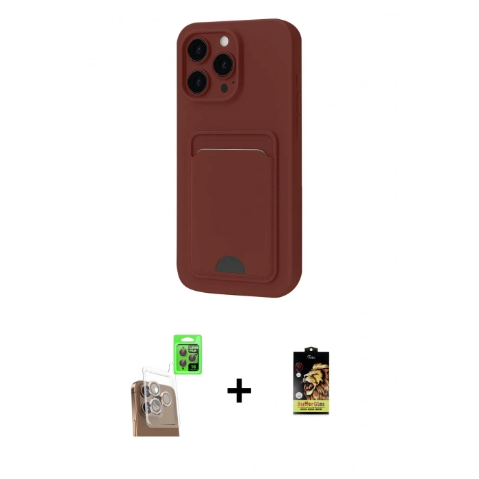 MARSİLYAN™- iPhone 16 Pro Kılıf Vadi Çizgi Prime - Siyah Buffer Cam Ekran Koruyucu + Raze Metal Kamera Lens - CLTM