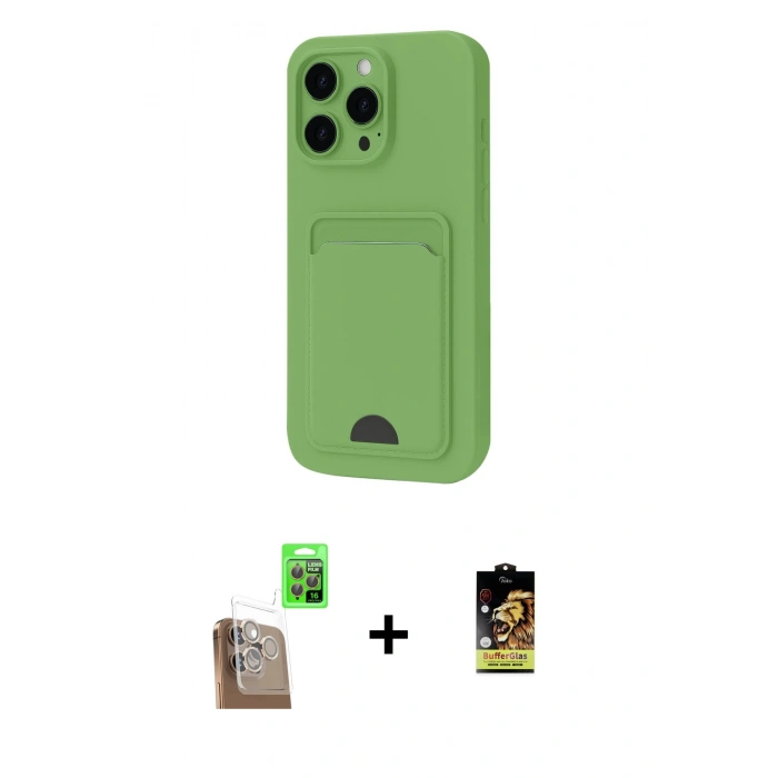 MARSİLYAN™- iPhone 16 Pro Kılıf Vadi Çizgi Prime - Siyah Buffer Cam Ekran Koruyucu + Raze Metal Kamera Lens - CLTM