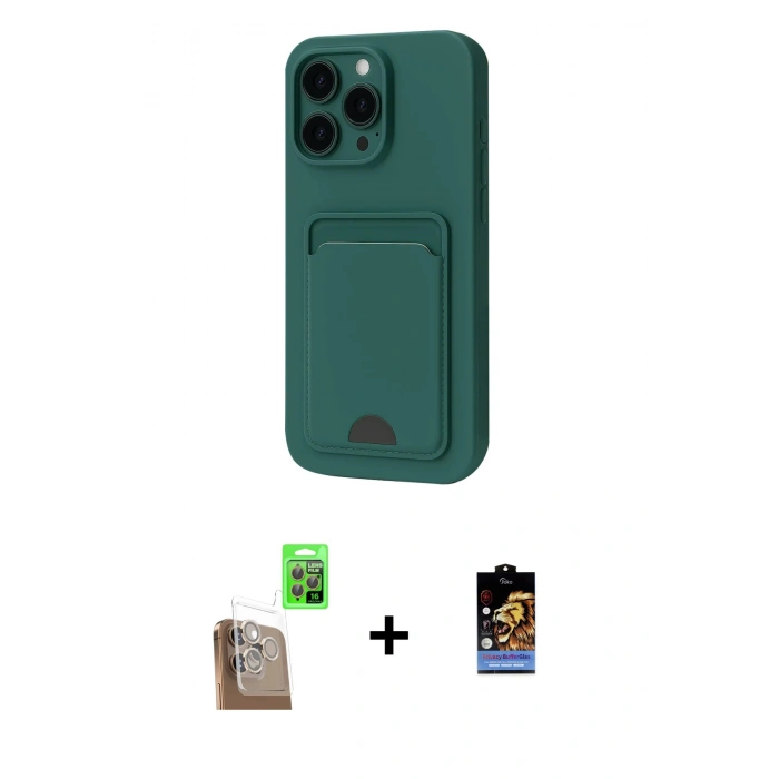 MARSİLYAN™- iPhone 16 Pro Kılıf Vadi Çizgi Prime - Siyah Buffer Hayalet Cam Ekran Koruyucu + Raze Metal Kamera Lens - CLTM