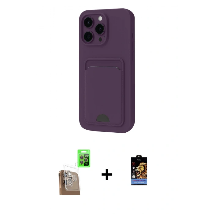 MARSİLYAN™- iPhone 16 Pro Kılıf Vadi Çizgi Prime - Siyah Buffer Hayalet Cam Ekran Koruyucu + Raze Metal Kamera Lens - CLTM