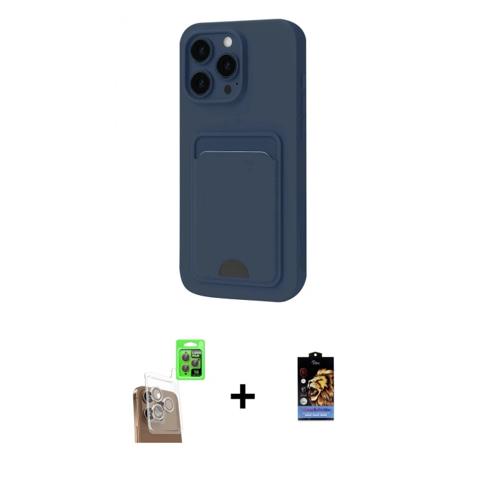 MARSİLYAN™- iPhone 16 Pro Kılıf Vadi Çizgi Prime - Siyah Buffer Hayalet Cam Ekran Koruyucu + Raze Metal Kamera Lens - CLTM