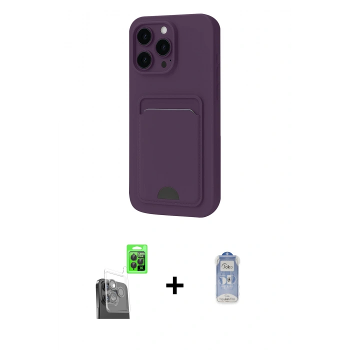 MARSİLYAN™- iPhone 16 Pro Kılıf Vadi Çizgi Prime - Siyah Joko Magic 5D Cam + Raze Metal Kamera Lens - SH