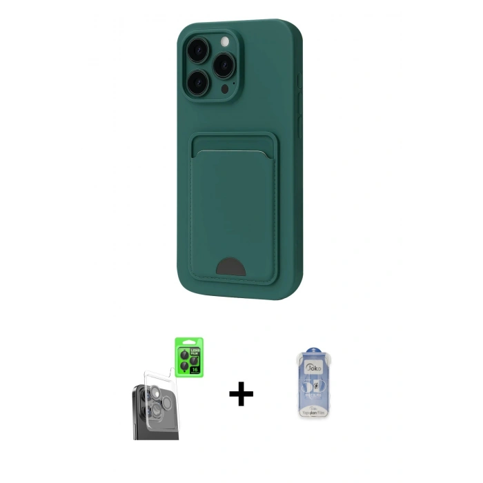 MARSİLYAN™- iPhone 16 Pro Kılıf Vadi Çizgi Prime - Siyah Joko Magic 5D Cam + Raze Metal Kamera Lens - SH