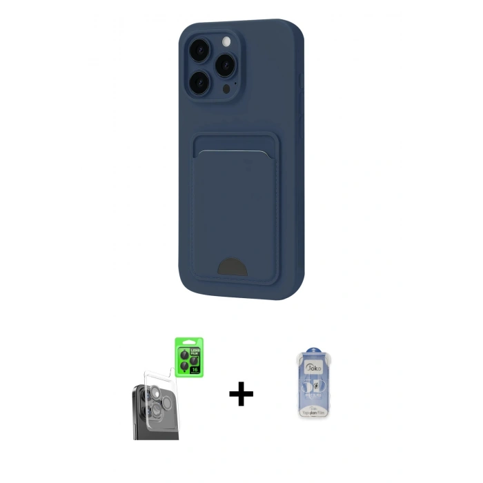 MARSİLYAN™- iPhone 16 Pro Kılıf Vadi Çizgi Prime - Siyah Joko Magic 5D Cam + Raze Metal Kamera Lens - SH