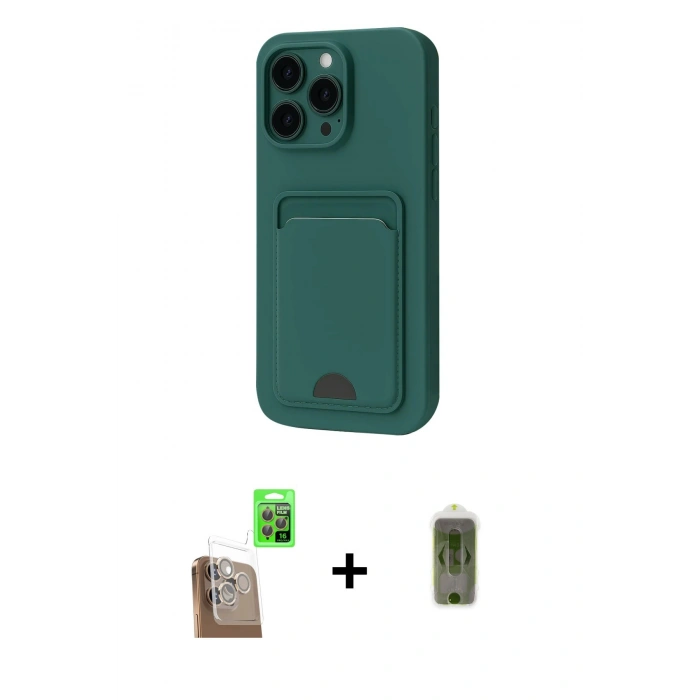 MARSİLYAN™- iPhone 16 Pro Kılıf Vadi Çizgi Prime - Siyah Joko Magic 5D Hayalet Cam + Raze Metal Kamera Lens - CLTM