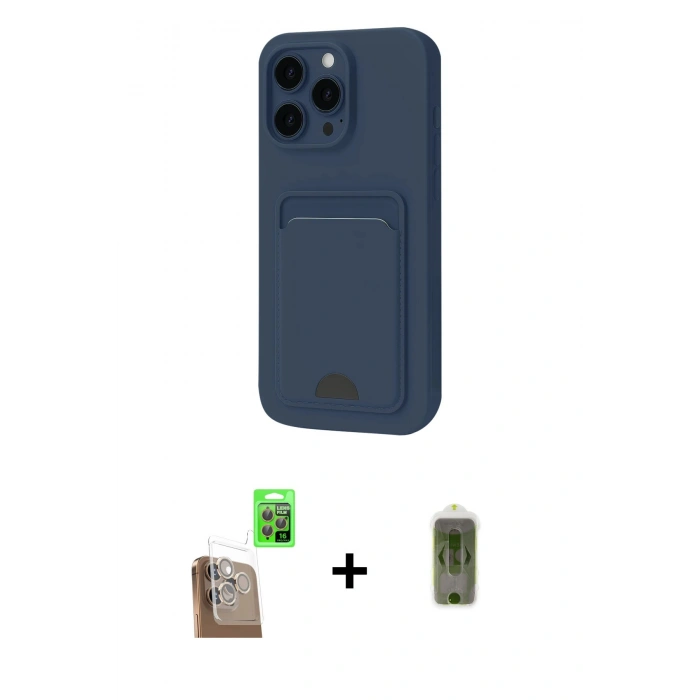 MARSİLYAN™- iPhone 16 Pro Kılıf Vadi Çizgi Prime - Siyah Joko Magic 5D Hayalet Cam + Raze Metal Kamera Lens - CLTM