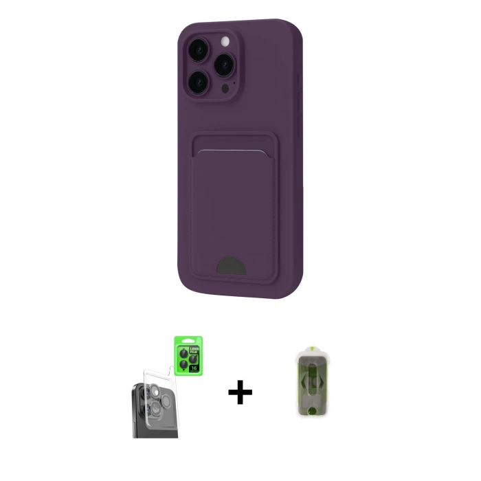 MARSİLYAN™- iPhone 16 Pro Kılıf Vadi Çizgi Prime - Siyah Joko Magic 5D Hayalet Cam + Raze Metal Kamera Lens - SH