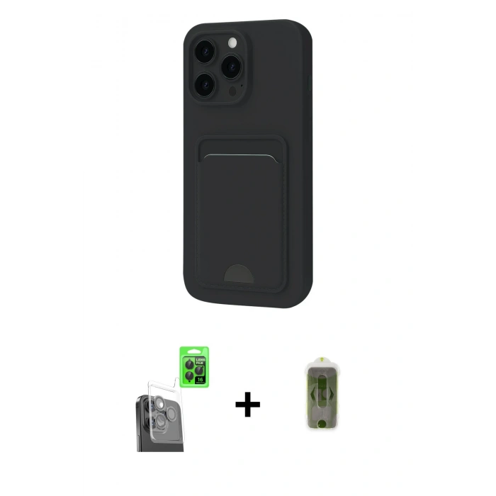 MARSİLYAN™- iPhone 16 Pro Kılıf Vadi Çizgi Prime - Siyah Joko Magic 5D Hayalet Cam + Raze Metal Kamera Lens - SH