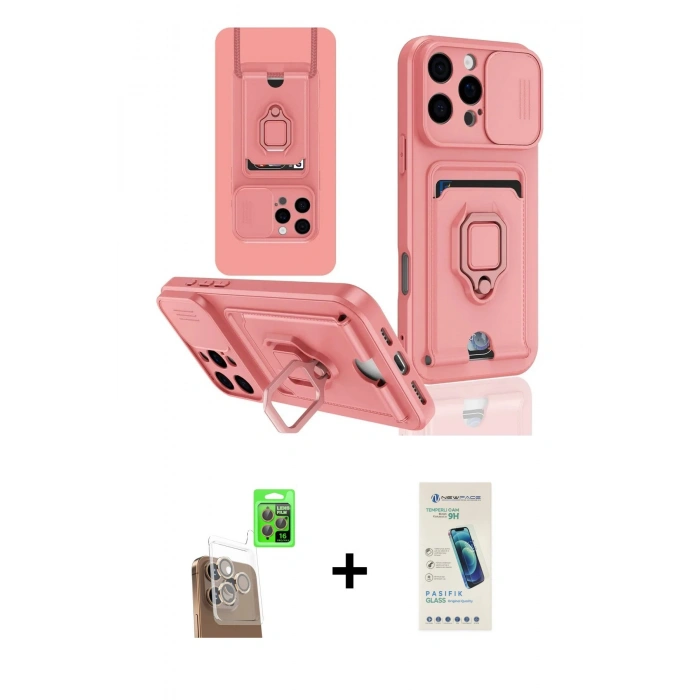 MARSİLYAN™- iPhone 16 Pro Kılıf Vadi Form Prime - Şeffaf Pasifik Cam Ekran Koruyucu + Raze Metal Kamera Lens - CLTM