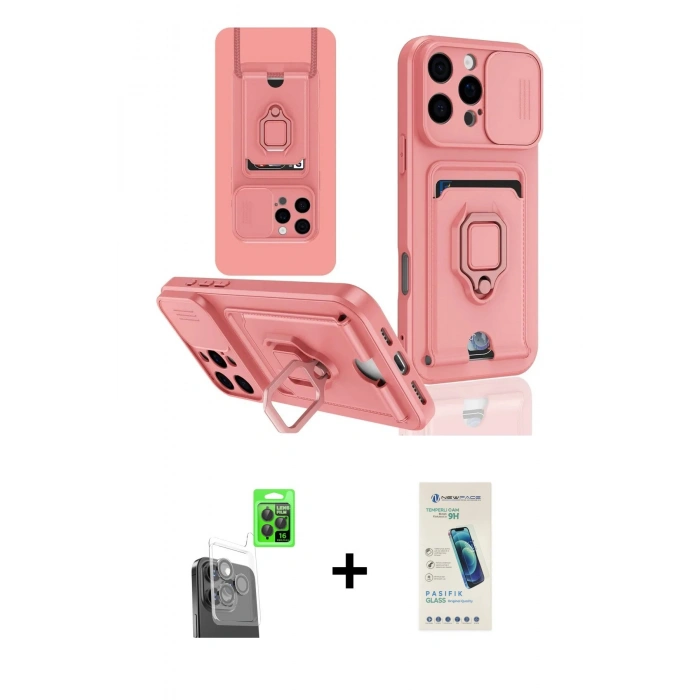 MARSİLYAN™- iPhone 16 Pro Kılıf Vadi Form Prime - Şeffaf Pasifik Cam Ekran Koruyucu + Raze Metal Kamera Lens - SH