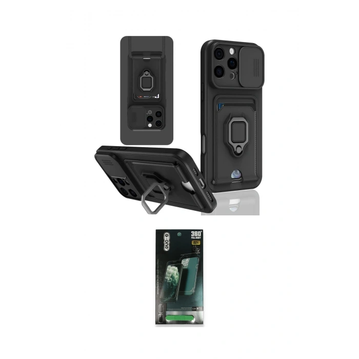 MARSİLYAN™- iPhone 16 Pro Kılıf Vadi Form Prime - Siyah 360 Mat Full Body Arka Koruyucu