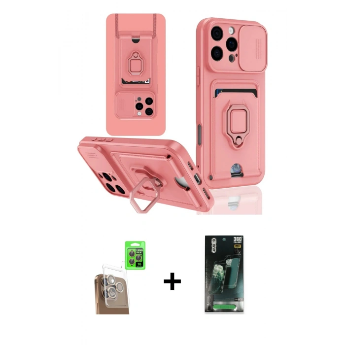 MARSİLYAN™- iPhone 16 Pro Kılıf Vadi Form Prime - Siyah 360 Mat Full Body Arka Koruyucu + Çöl Titanyum Raze Metal Kamera Lens