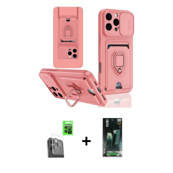 MARSİLYAN™- iPhone 16 Pro Kılıf Vadi Form Prime - Siyah 360 Mat Full Body Arka Koruyucu + Siyah Raze Metal Kamera Lens