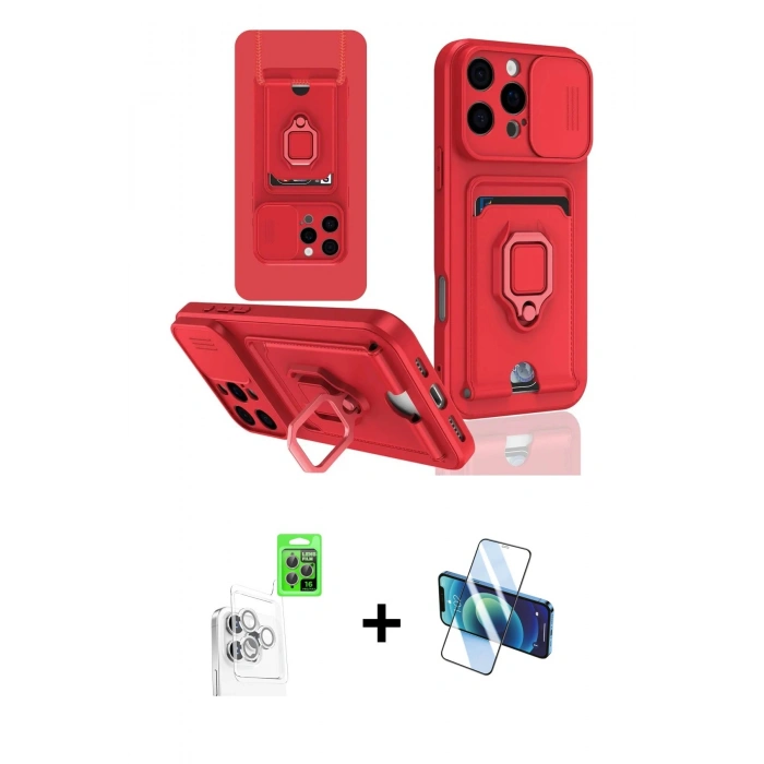 MARSİLYAN™- iPhone 16 Pro Kılıf Vadi Form Prime - Siyah 3D Antistatik Cam Ekran Koruyucu + Raze Metal Kamera Lens - BZ