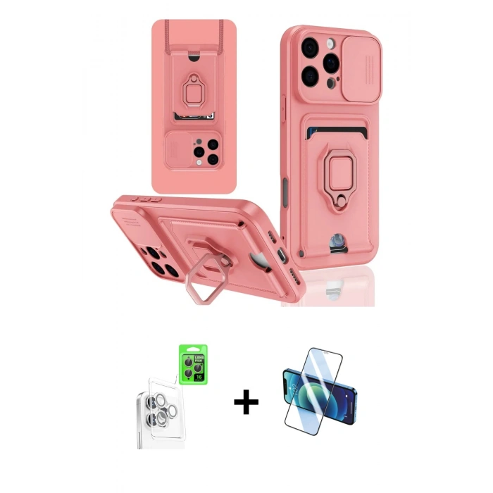 MARSİLYAN™- iPhone 16 Pro Kılıf Vadi Form Prime - Siyah 3D Antistatik Cam Ekran Koruyucu + Raze Metal Kamera Lens - BZ