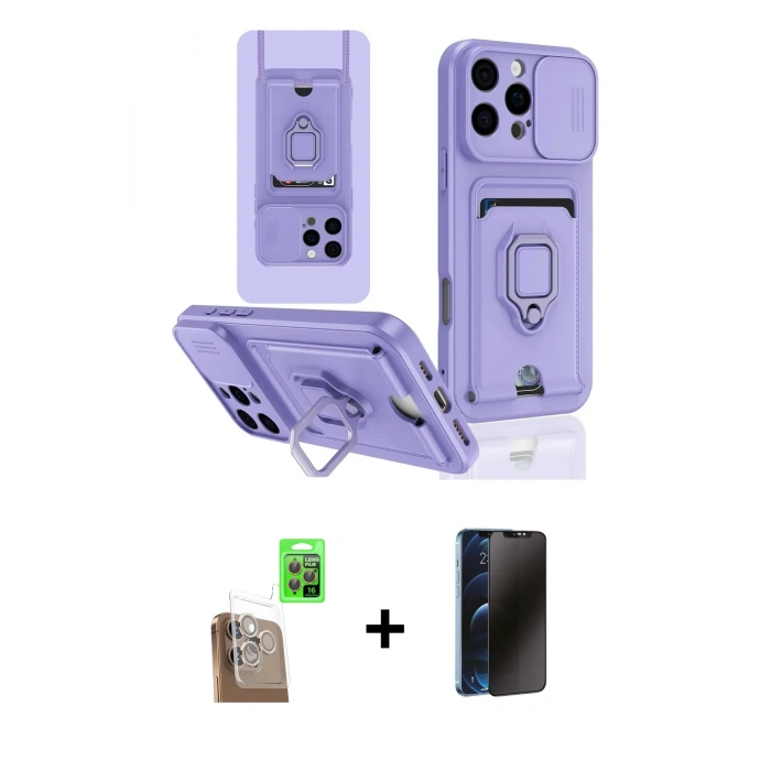 MARSİLYAN™- iPhone 16 Pro Kılıf Vadi Form Prime - Siyah 3D Antistatik Hayalet Cam Ekran Koruyucu + Raze Metal Kamera Lens - CLTM