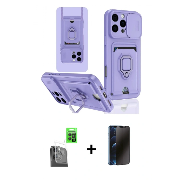 MARSİLYAN™- iPhone 16 Pro Kılıf Vadi Form Prime - Siyah 3D Antistatik Hayalet Cam Ekran Koruyucu + Raze Metal Kamera Lens - SH