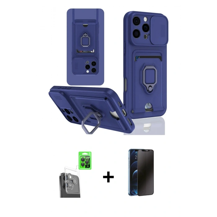 MARSİLYAN™- iPhone 16 Pro Kılıf Vadi Form Prime - Siyah 3D Antistatik Hayalet Cam Ekran Koruyucu + Raze Metal Kamera Lens - SH
