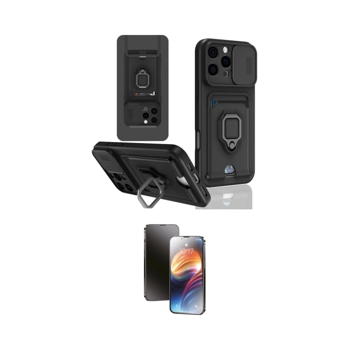 MARSİLYAN™- iPhone 16 Pro Kılıf Vadi Form Prime - Siyah 3D Antistatik Mat Seramik Nano Ekran Koruyucu