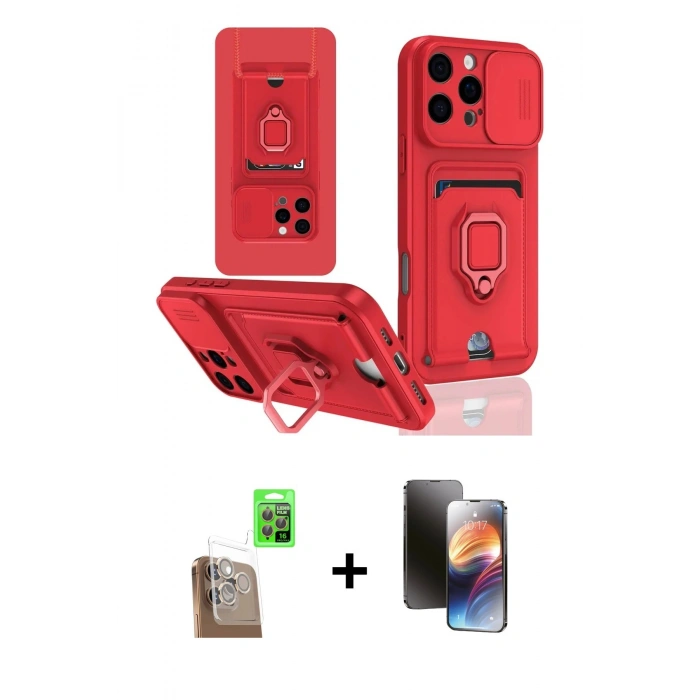 MARSİLYAN™- iPhone 16 Pro Kılıf Vadi Form Prime - Siyah 3D Antistatik Mat Seramik Nano Ekran Koruyucu + Raze Metal Kamera Lens - CLTM