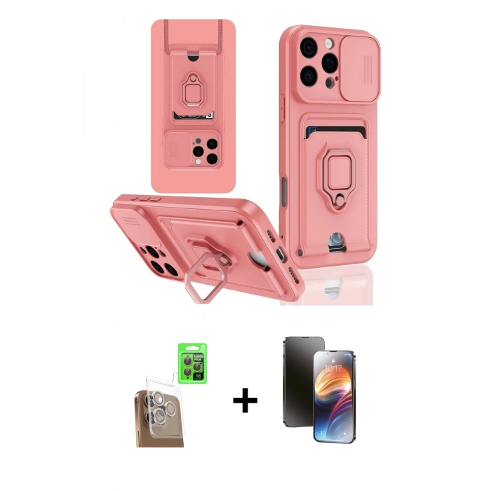 MARSİLYAN™- iPhone 16 Pro Kılıf Vadi Form Prime - Siyah 3D Antistatik Mat Seramik Nano Ekran Koruyucu + Raze Metal Kamera Lens - CLTM