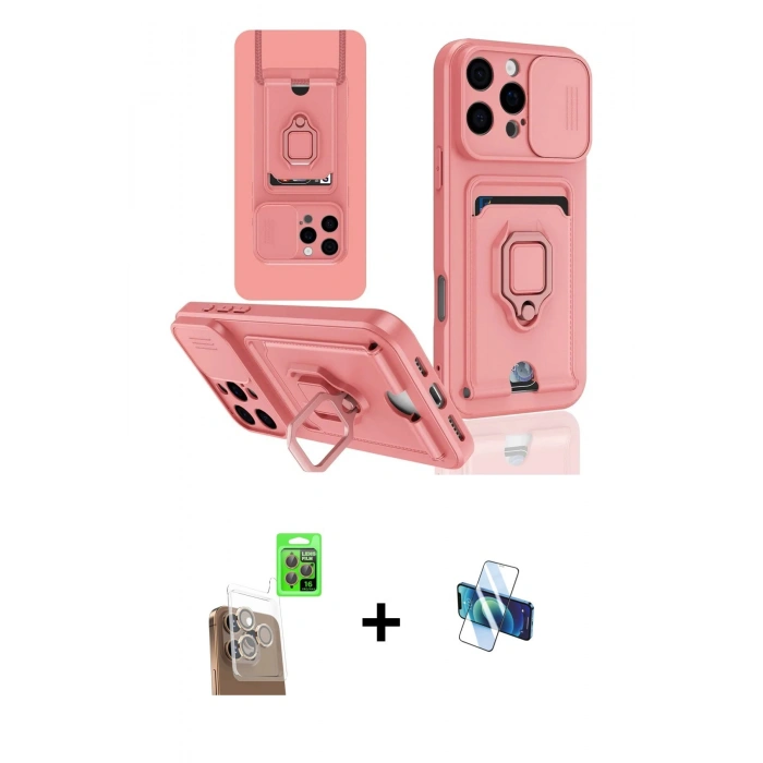 MARSİLYAN™- iPhone 16 Pro Kılıf Vadi Form Prime - Siyah 3D Antistatik Seramik Nano Ekran Koruyucu + Raze Metal Kamera Lens - CLTM