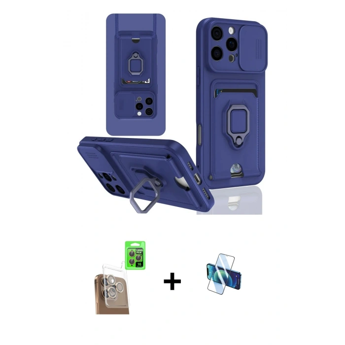 MARSİLYAN™- iPhone 16 Pro Kılıf Vadi Form Prime - Siyah 3D Antistatik Seramik Nano Ekran Koruyucu + Raze Metal Kamera Lens - CLTM