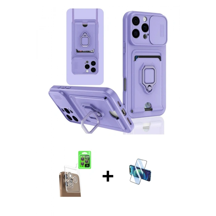 MARSİLYAN™- iPhone 16 Pro Kılıf Vadi Form Prime - Siyah 3D Antistatik Seramik Nano Ekran Koruyucu + Raze Metal Kamera Lens - CLTM