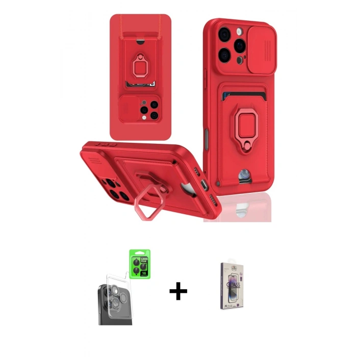 MARSİLYAN™- iPhone 16 Pro Kılıf Vadi Form Prime - Siyah Bilvis 3D Cam Ekran Koruyucu + Raze Metal Kamera Lens - SH