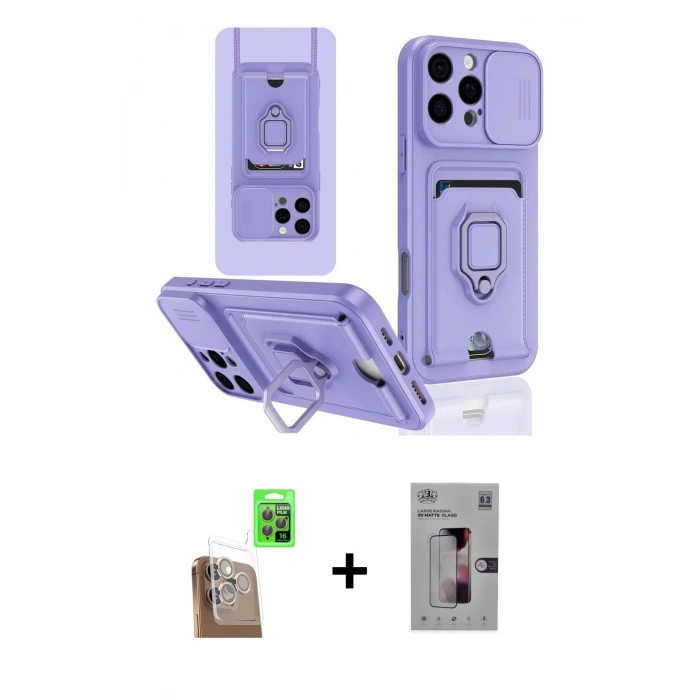 MARSİLYAN™- iPhone 16 Pro Kılıf Vadi Form Prime - Siyah Bilvis 3D Mat Cam Ekran Koruyucu + Çöl Titanyum Raze Metal Kamera Lens
