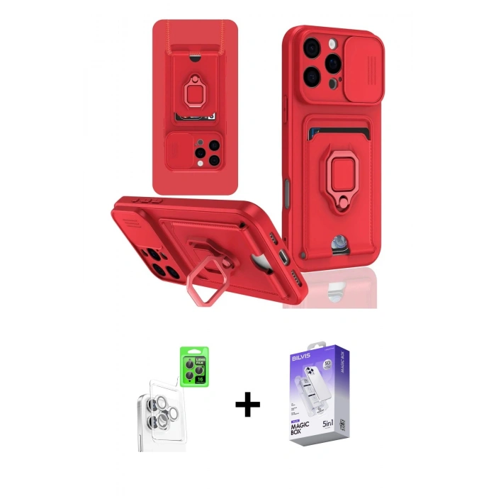 MARSİLYAN™- iPhone 16 Pro Kılıf Vadi Form Prime - Siyah Bilvis 5in1 3D Magic Cam Ekran Koruyucu + Raze Metal Kamera Lens - BZ