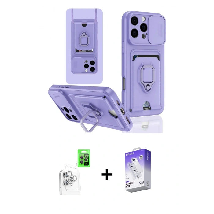 MARSİLYAN™- iPhone 16 Pro Kılıf Vadi Form Prime - Siyah Bilvis 5in1 3D Magic Cam Ekran Koruyucu + Raze Metal Kamera Lens - BZ