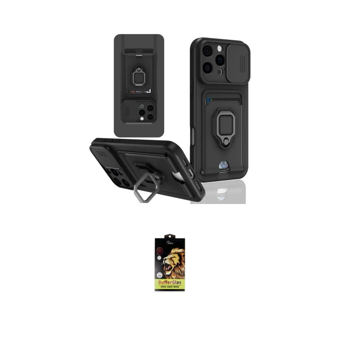 MARSİLYAN™- iPhone 16 Pro Kılıf Vadi Form Prime - Siyah Buffer Cam Ekran Koruyucu