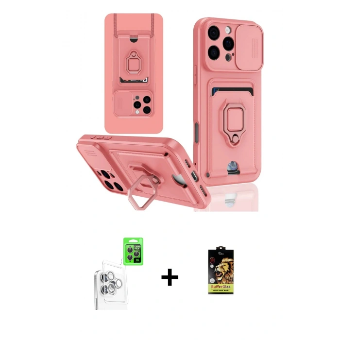 MARSİLYAN™- iPhone 16 Pro Kılıf Vadi Form Prime - Siyah Buffer Cam Ekran Koruyucu + Raze Metal Kamera Lens - BZ