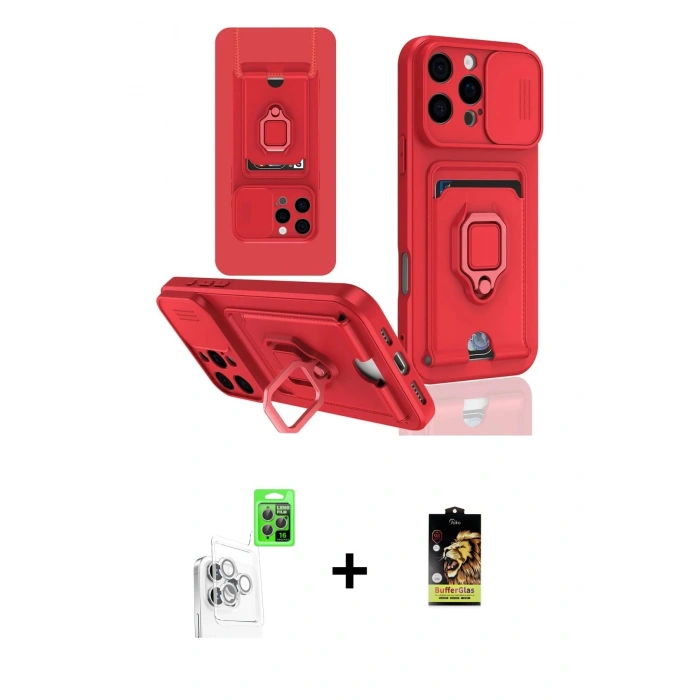 MARSİLYAN™- iPhone 16 Pro Kılıf Vadi Form Prime - Siyah Buffer Cam Ekran Koruyucu + Raze Metal Kamera Lens - BZ