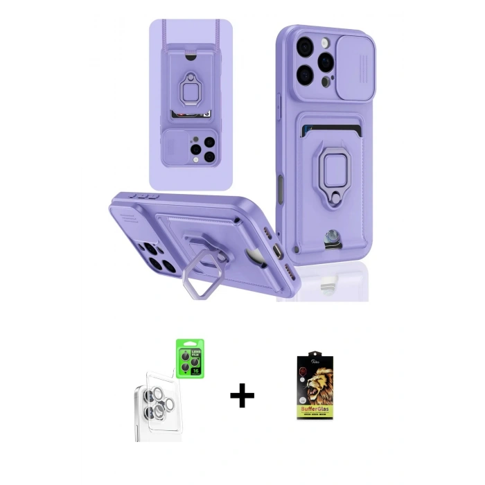 MARSİLYAN™- iPhone 16 Pro Kılıf Vadi Form Prime - Siyah Buffer Cam Ekran Koruyucu + Raze Metal Kamera Lens - BZ