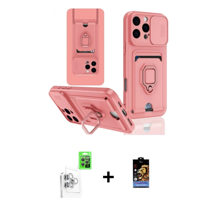 MARSİLYAN™- iPhone 16 Pro Kılıf Vadi Form Prime - Siyah Buffer Hayalet Cam Ekran Koruyucu + Raze Metal Kamera Lens - BZ