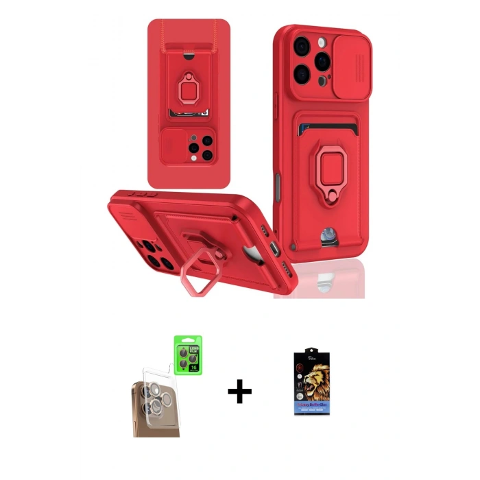 MARSİLYAN™- iPhone 16 Pro Kılıf Vadi Form Prime - Siyah Buffer Hayalet Cam Ekran Koruyucu + Raze Metal Kamera Lens - CLTM