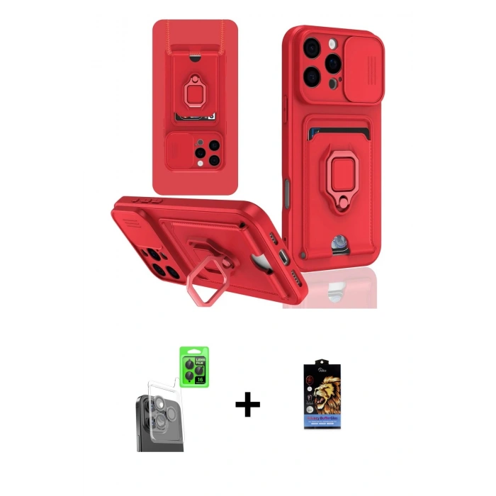 MARSİLYAN™- iPhone 16 Pro Kılıf Vadi Form Prime - Siyah Buffer Hayalet Cam Ekran Koruyucu + Raze Metal Kamera Lens - SH