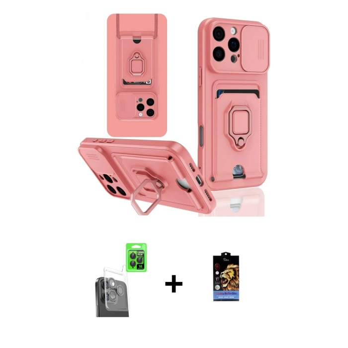 MARSİLYAN™- iPhone 16 Pro Kılıf Vadi Form Prime - Siyah Buffer Hayalet Cam Ekran Koruyucu + Raze Metal Kamera Lens - SH