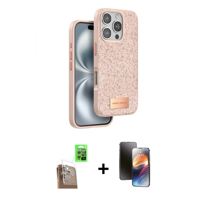 MARSİLYAN™- iPhone 16 Pro Kılıf Vadi Klasik Serisi - Siyah 3D Antistatik Mat Seramik Nano Ekran Koruyucu + Raze Metal Kamera Lens - CLTM