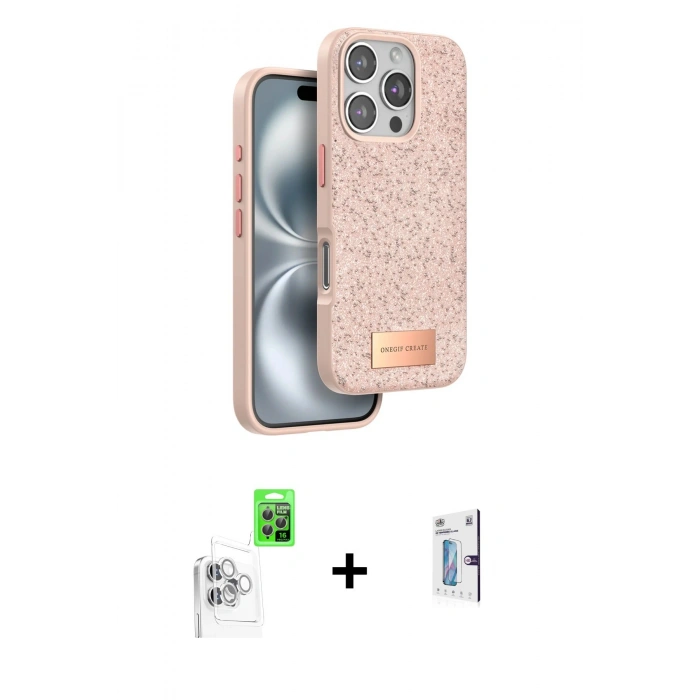 MARSİLYAN™- iPhone 16 Pro Kılıf Vadi Klasik Serisi - Siyah Bilvis 0.18mm Plus Cam Ekran Koruyucu + Raze Metal Kamera Lens - BZ