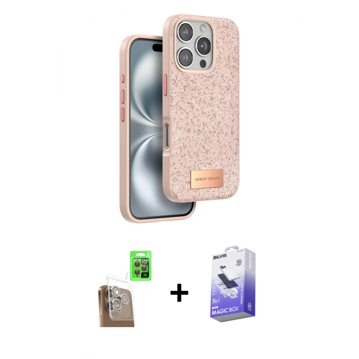 MARSİLYAN™- iPhone 16 Pro Kılıf Vadi Klasik Serisi - Siyah Bilvis 5in1 5D Magic Hayalet Cam Ekran Koruyucu + Raze Metal Kamera Lens - CLTM