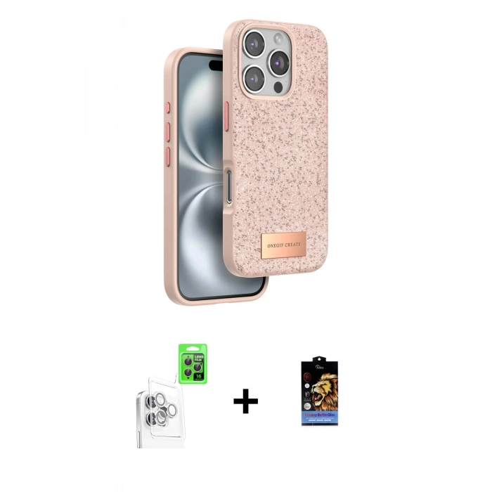 MARSİLYAN™- iPhone 16 Pro Kılıf Vadi Klasik Serisi - Siyah Buffer Hayalet Cam Ekran Koruyucu + Raze Metal Kamera Lens - BZ