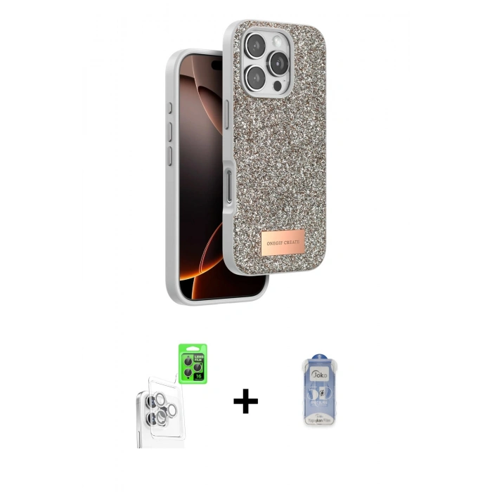 MARSİLYAN™- iPhone 16 Pro Kılıf Vadi Klasik Serisi - Siyah Joko Magic 5D Cam + Raze Metal Kamera Lens - BZ