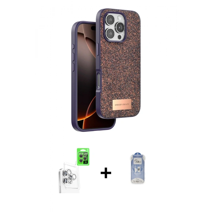 MARSİLYAN™- iPhone 16 Pro Kılıf Vadi Klasik Serisi - Siyah Joko Magic 5D Cam + Raze Metal Kamera Lens - BZ