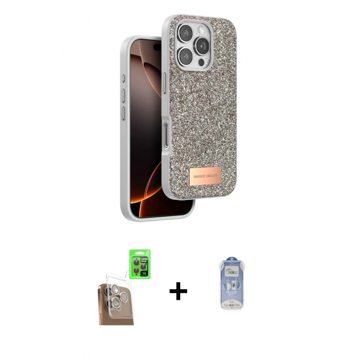 MARSİLYAN™- iPhone 16 Pro Kılıf Vadi Klasik Serisi - Siyah Joko Magic 5D Cam + Raze Metal Kamera Lens - CLTM