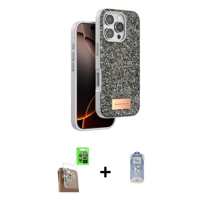 MARSİLYAN™- iPhone 16 Pro Kılıf Vadi Klasik Serisi - Siyah Joko Magic 5D Cam + Raze Metal Kamera Lens - CLTM