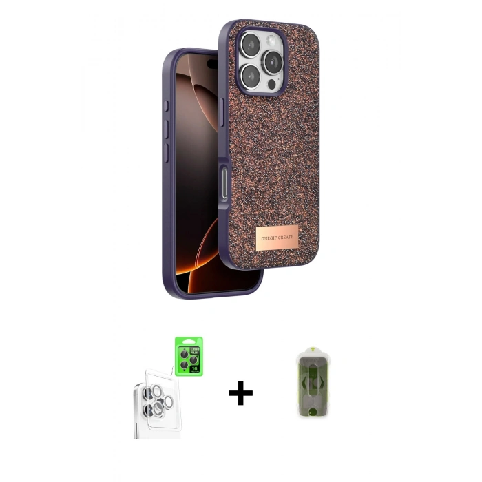 MARSİLYAN™- iPhone 16 Pro Kılıf Vadi Klasik Serisi - Siyah Joko Magic 5D Hayalet Cam + Raze Metal Kamera Lens - BZ
